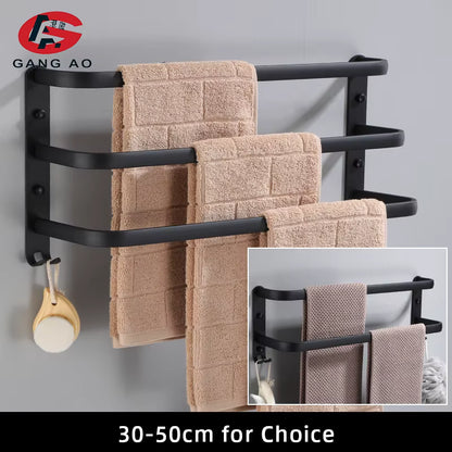 Porte-Serviettes Mural Multi-Barres — Aluminium Noir