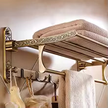 Porte-Serviettes Pliable Double Étagère Antique