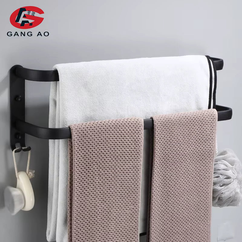 Porte-Serviettes Mural Multi-Barres — Aluminium Noir