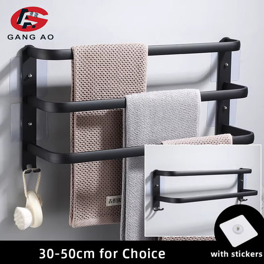 Porte-Serviettes Mural Multi-Barres — Aluminium Noir